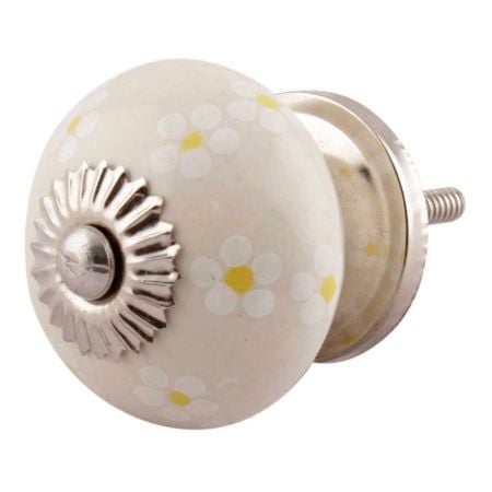 Cream Tiny Flower Ceramic Wardrobe Knobs